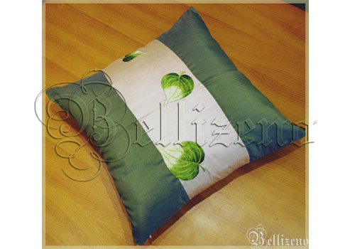 Lá Trầu vỏ gối sofa - trắng/xanh